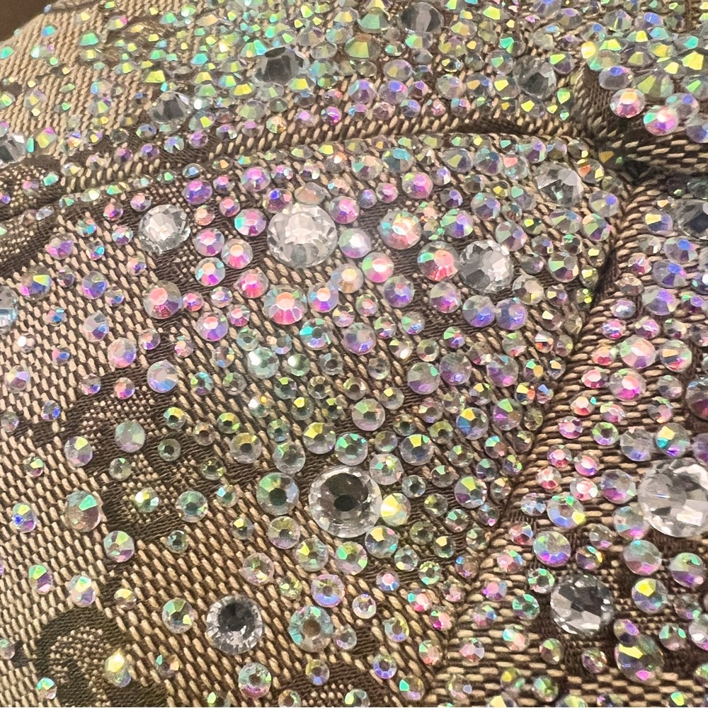Gucci Crystals GG Brown Canvas Baseball Hat - Picture 7 of 10